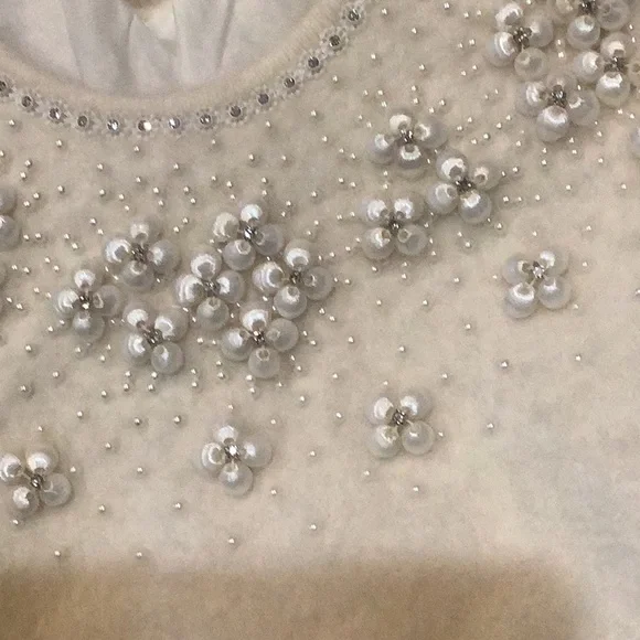 Vintage White bling Angora Sweater /top - Picture 2 of 6